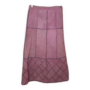 S.M.H. Suede Crochet Maxi Skirt